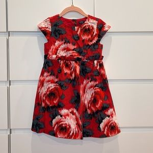 Gap Red Flowered Rose Lined Dress